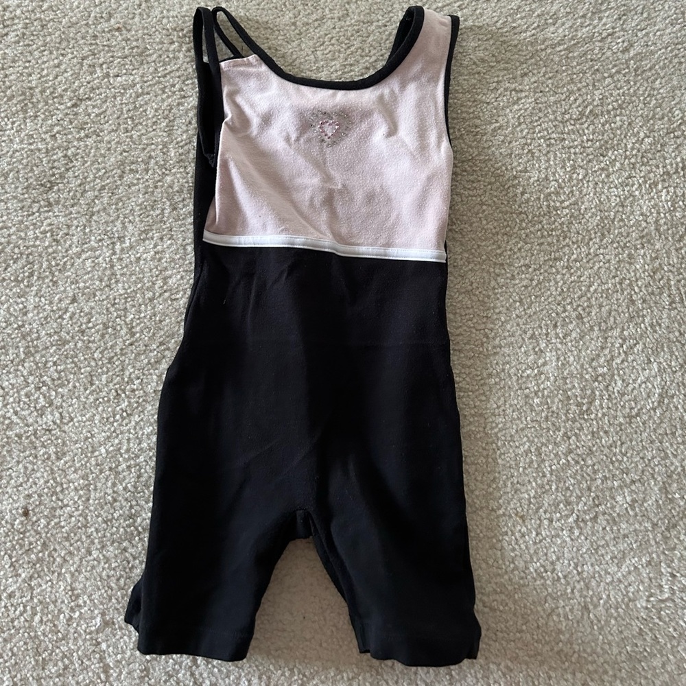Freestyle by Danskin now dance outfit one piece pink and black suit size S 6/6x